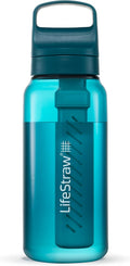 LifeStraw Go Series – BPA-Free Water Filter Bottle for Travel and Everyday use removes Bacteria, parasites and microplastics, Improves Taste, 1L Laguna Teal