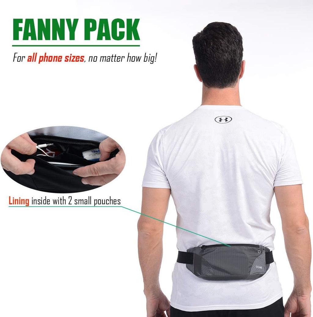 USHAKE Running Belt,Men or Women Ultra Light Bounce Free Waist Pouch Bag Fitness Workout Belt Sport Waist Pack Exercise Waist Bag for iPhone Samsung LG in Running Gym Marathon (Grey)
