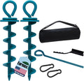 Eurmax USA 2-Pack Heavy Duty Dog Tie Out Stake, No-Tangle In Ground Anchor Runner for Large Dogs up to 210 Lbs - Perfect for Yard, Beach and Camping (Medium,Navy Blue)