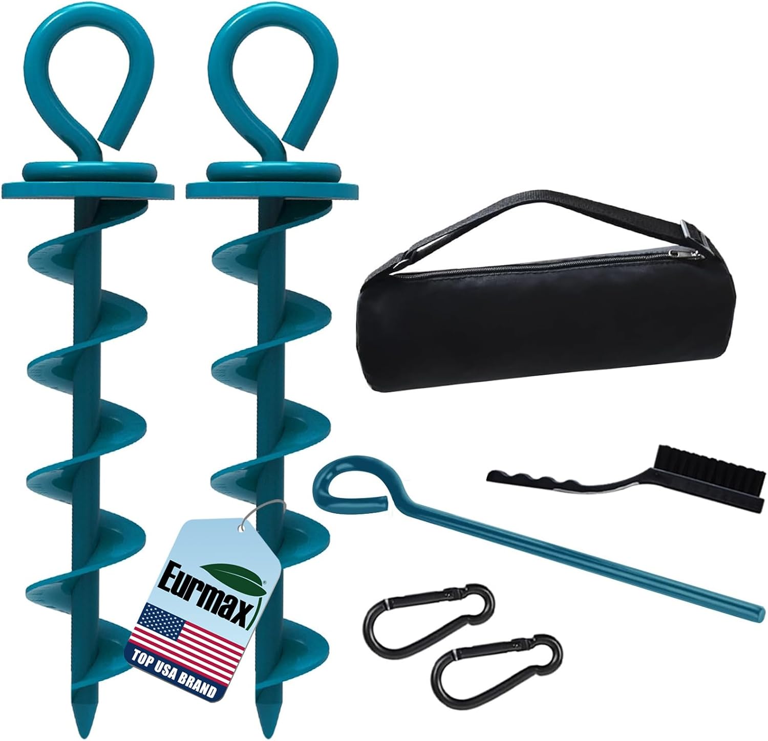 Eurmax USA 2-Pack Heavy Duty Dog Tie Out Stake, No-Tangle In Ground Anchor Runner for Large Dogs up to 210 Lbs - Perfect for Yard, Beach and Camping (Medium,Navy Blue)