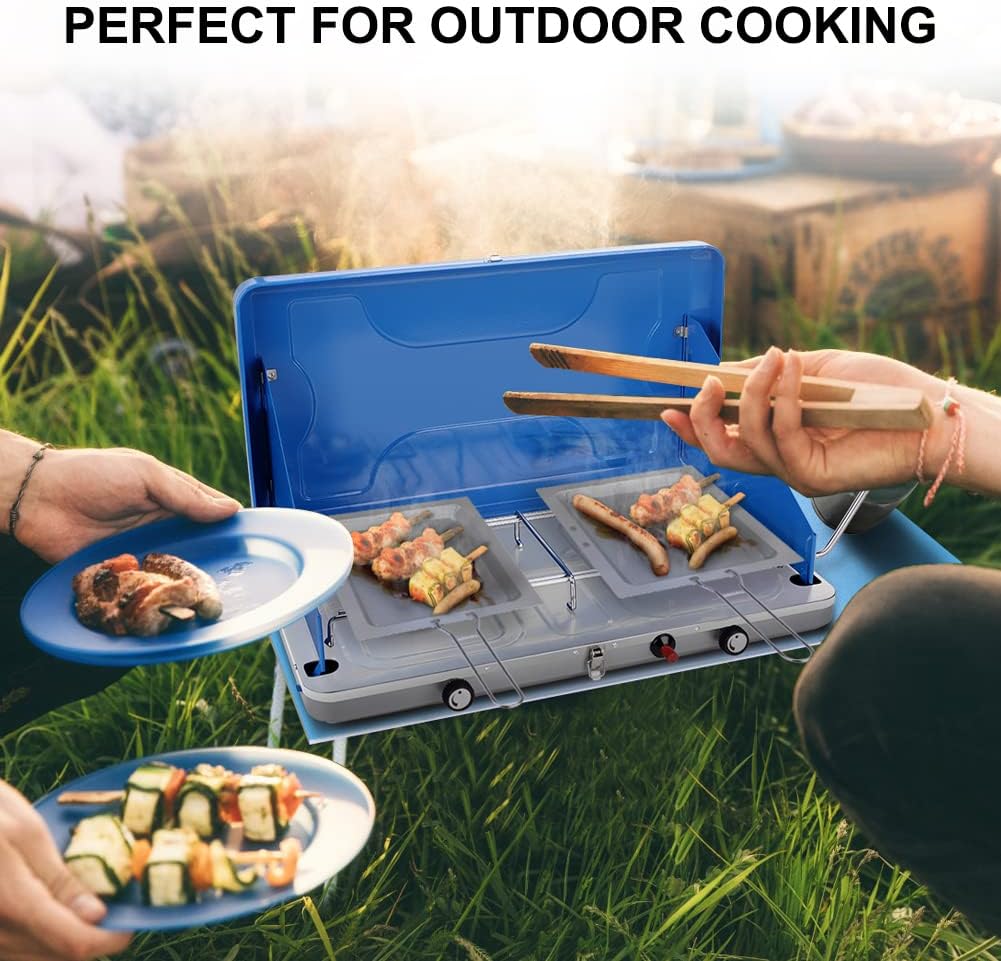 Camplux Propane Camping Stove 20,000 BTU, Camping Stoves 2 Burners with CSA Certification