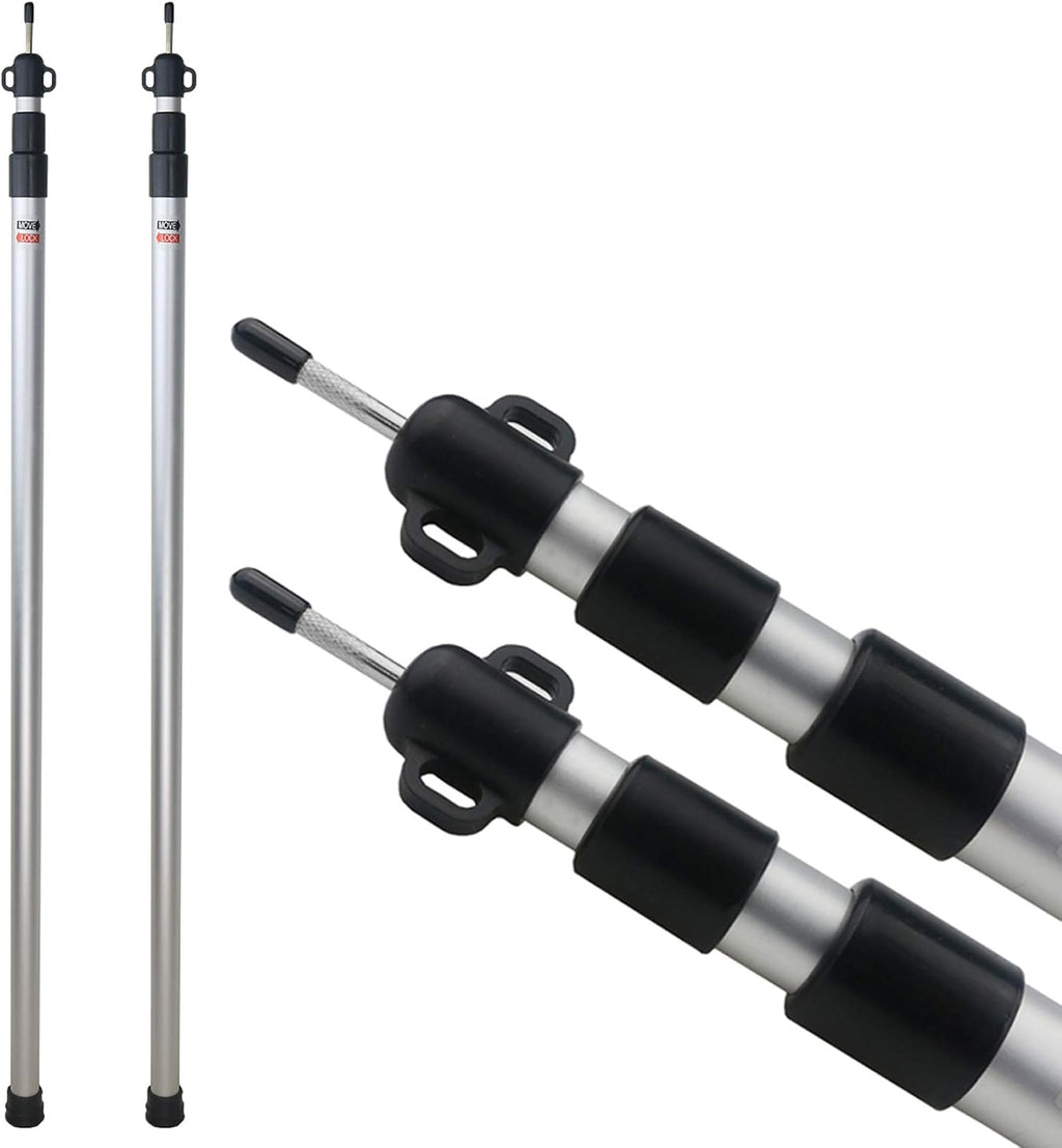 Sunnyglade 2 Pcs Adjustable Tarp Poles Telescoping Rods Aluminum Silver