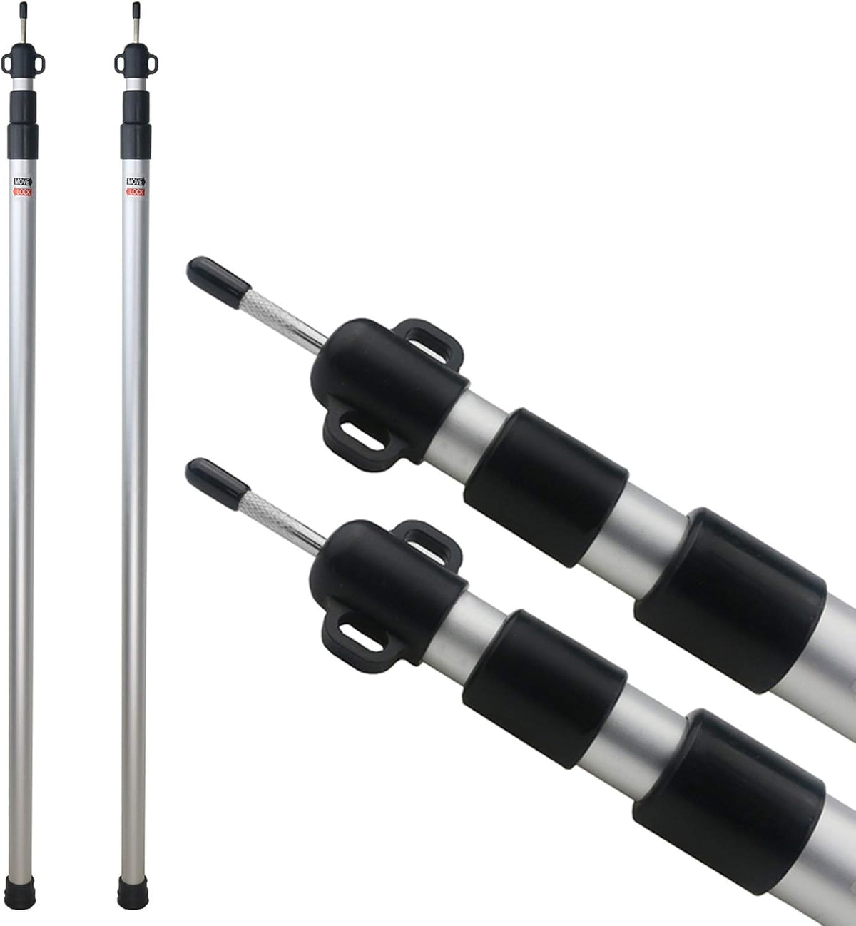 Sunnyglade 2 Pcs Adjustable Tarp Poles Telescoping Rods Aluminum Silver
