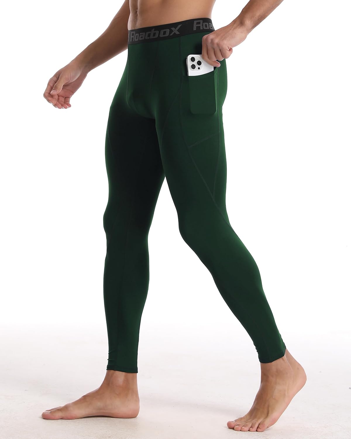 Roadbox 2 Pack Mens Compression Pants, Running Tights Leggings with Pockets