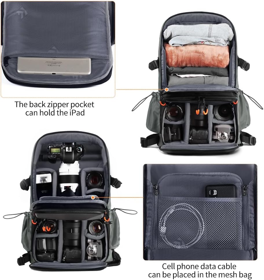 K&F CONCEPT Camera Bag 32L, 2 in 1 Camera Backpack