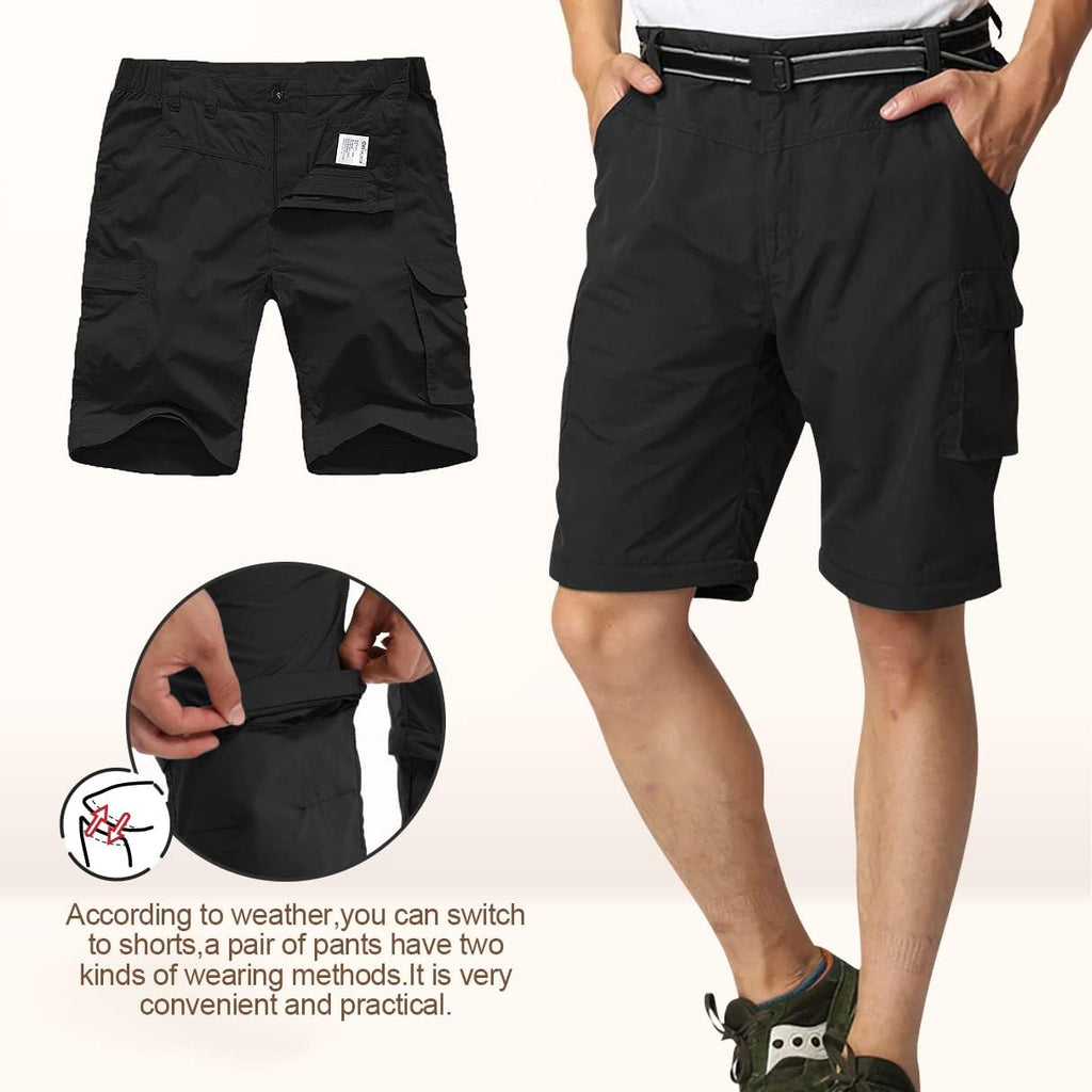 Mens Hiking Pants Convertible Quick Dry Zip Off Fishing Travel Safari Pants