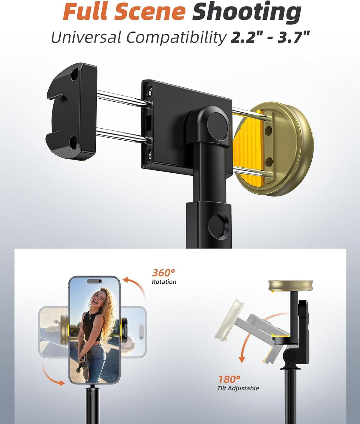 Tripod for iPhone, Selfie Stick with Remote, Stable & Durable Phone Tripod