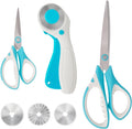 MAUFORE Blue Professional Sewing Scissors and Rotary Cutter with Blades Set