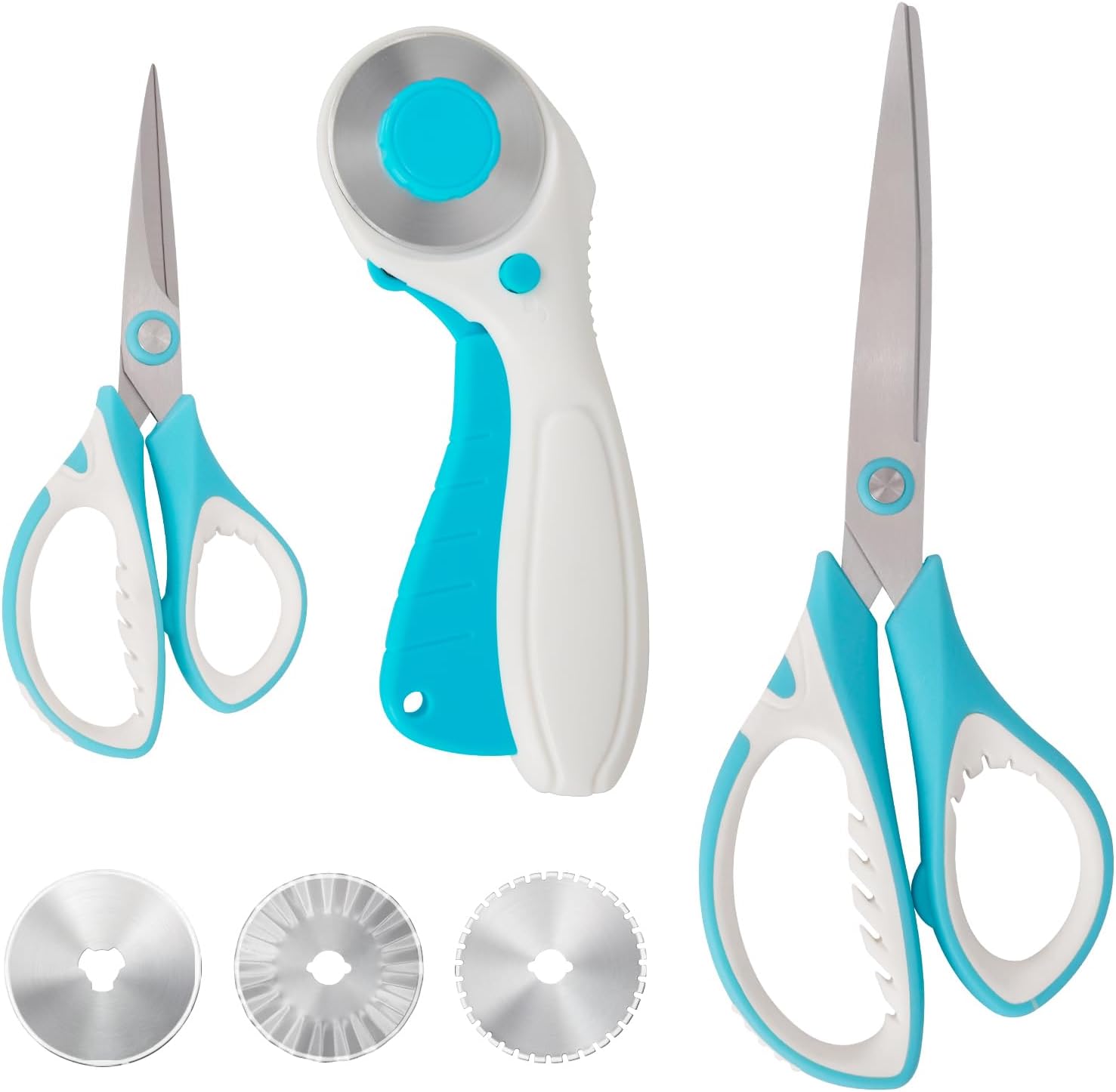 MAUFORE Blue Professional Sewing Scissors and Rotary Cutter with Blades Set