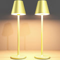 Timjorman 2-Pack Cordless Table Lamps - 5000mAh Rechargeable Battery Operated Desk Lamp, 3-Level Dimmable LED Night Light for Bedroom, Dining, Restaurant - Metal Design (Champagne Gold 2Pack)