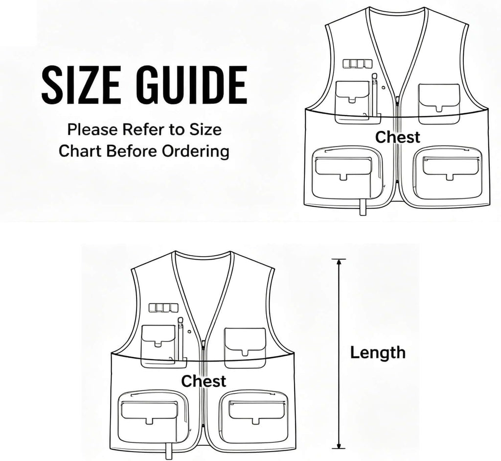 Outdoor Utility Vest for Men & Women, Lightweight Breathable Mesh Vest with Multiple Pockets for Fishing, Photography, Hiking, Camping, Travel & Safari, Black