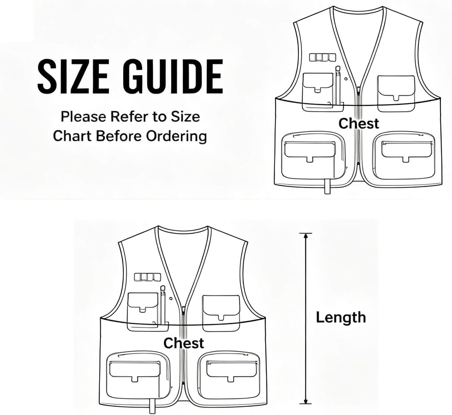 Outdoor Utility Vest for Men & Women, Lightweight Breathable Mesh Vest with Multiple Pockets for Fishing, Photography, Hiking, Camping, Travel & Safari, Black