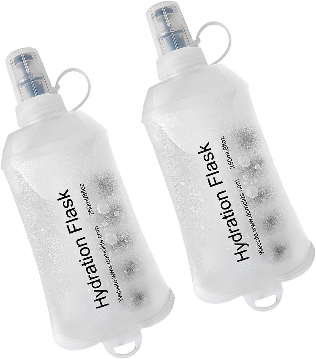 WILDREEDS 250ml Soft Flask, TPU Collapsible Soft Water Bottle for Hydration Pack, Running Vest, Folding Water Bottle for Hiking Cycling Climbing-2Pcs, White