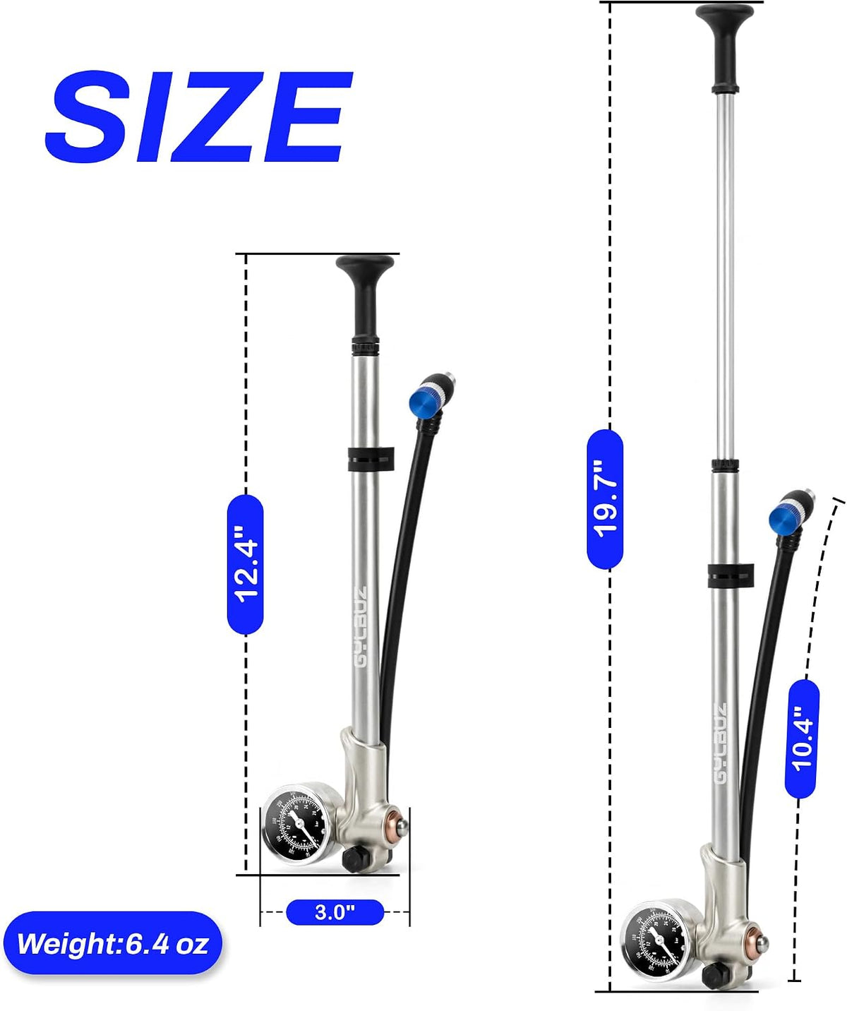 High Pressure Shock Pump, Bike Shock Air Pump with Gauge 400 PSI