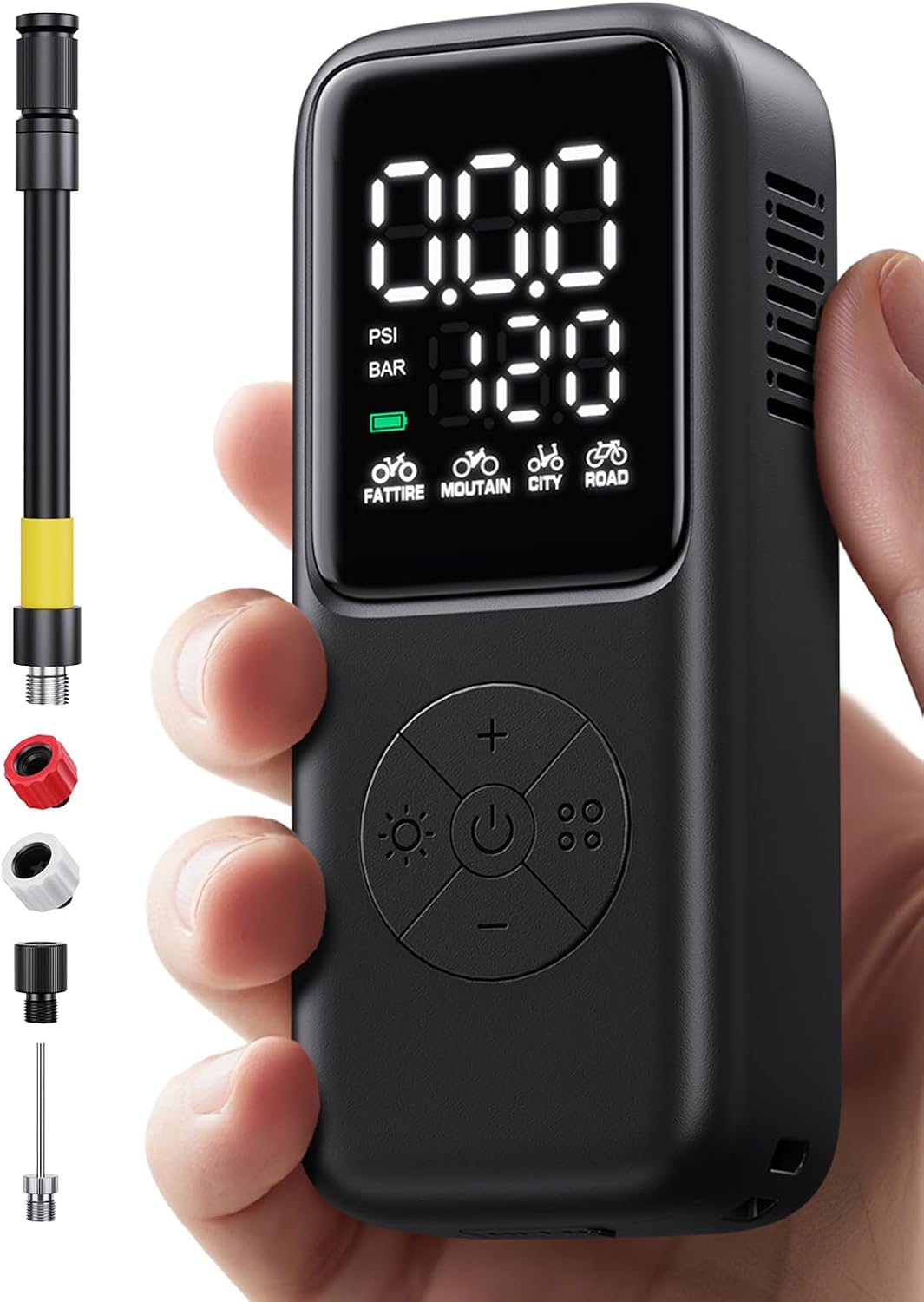 GPUTEK Mini Electric Bike Pump,120 PSI Bike Pump Portable with Guage