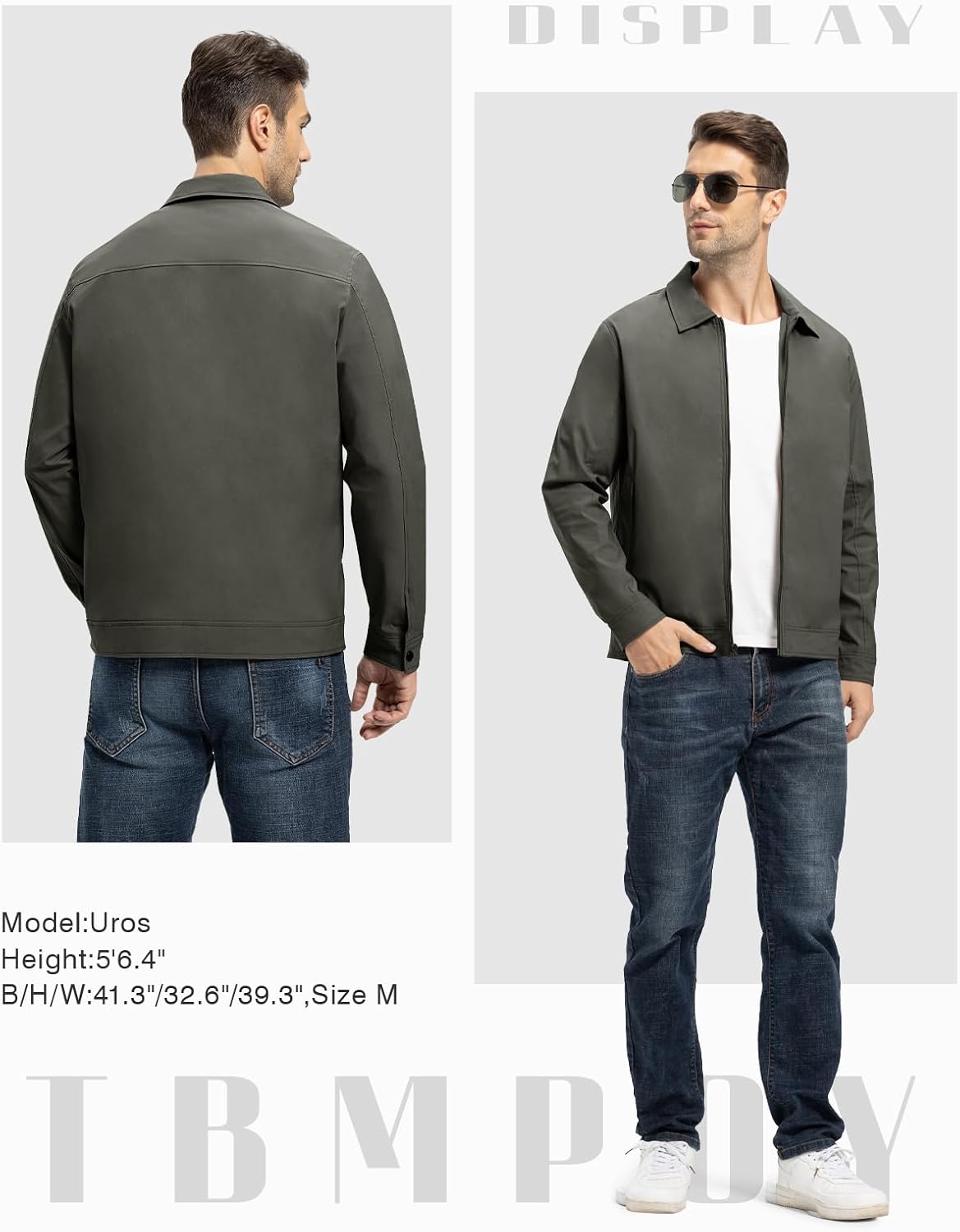 TBMPOY Mens Lightweight Jackets Light Windbreaker Full Zip Casual Work Jacket Golf Business Fall Track Coat with Pockets