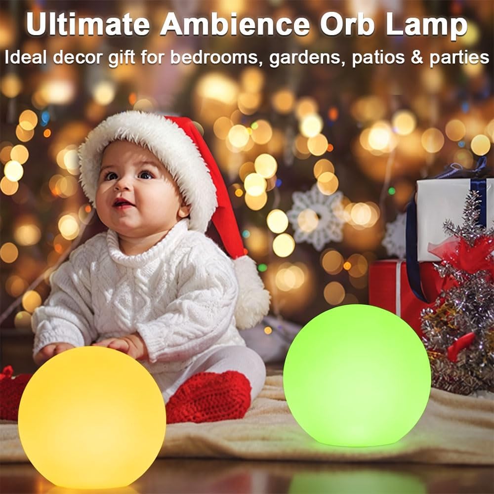 8-in LED Glowing Ball Light, Dimmable LED Globe Orb Light Mood Lamp for Kid
