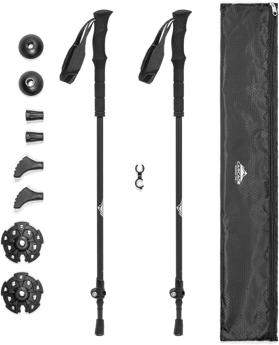 Cascade Mountain Tech Trekking Poles - Carbon Fiber Walking or Hiking Sticks with Quick Adjustable Locks