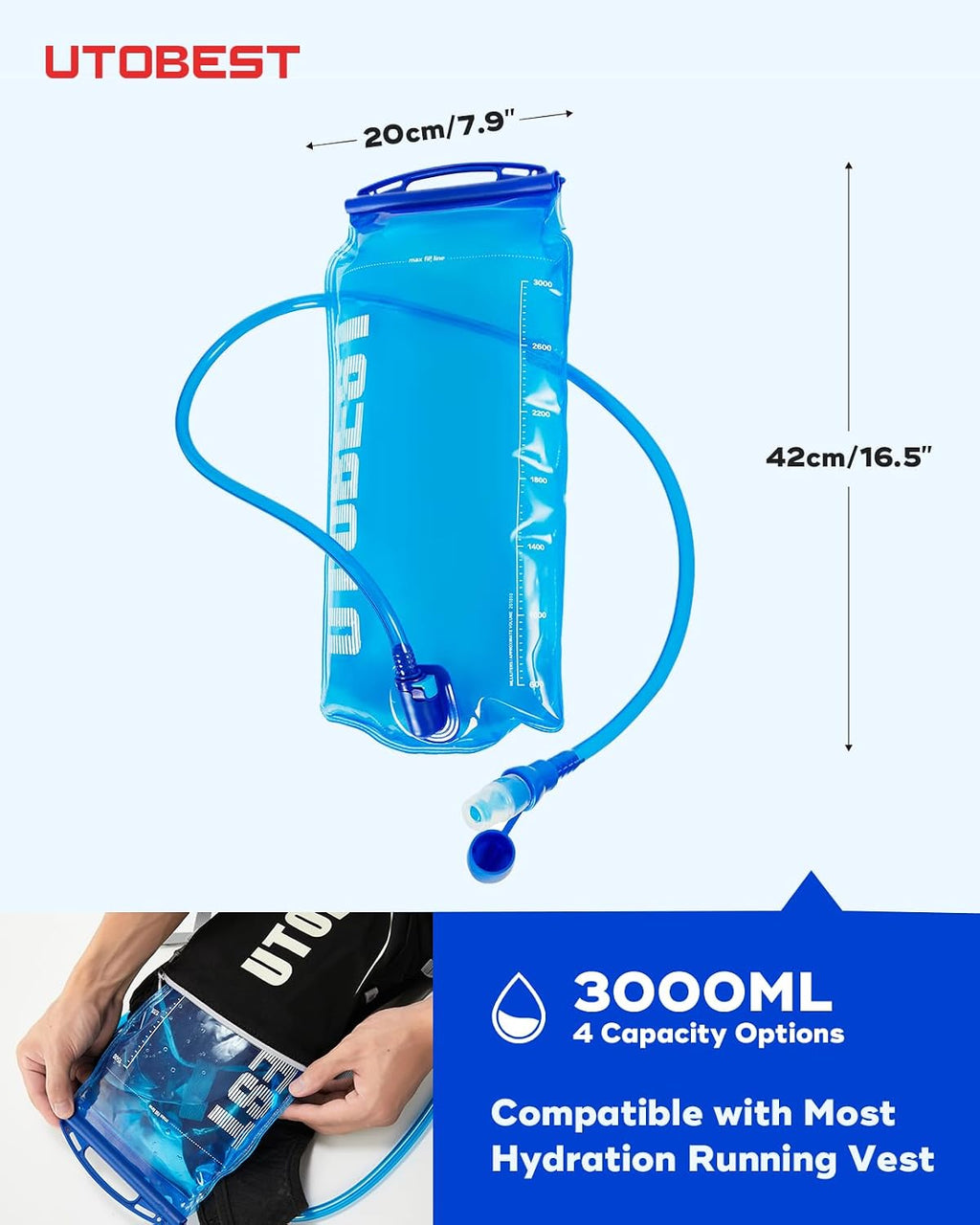 UTOBEST Hydration Bladder Water Bladder for Hiking Backpack UTR201