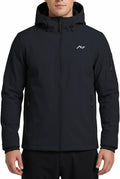 WULFUL Men's Lightweight Softshell Jacket Warm Fleece Lined Windbreaker Waterproof Soft Shell for Outdoor Hiking
