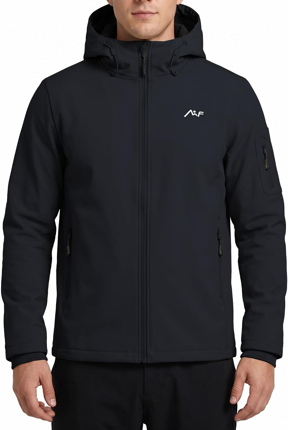 WULFUL Men's Lightweight Softshell Jacket Warm Fleece Lined Windbreaker Waterproof Soft Shell for Outdoor Hiking