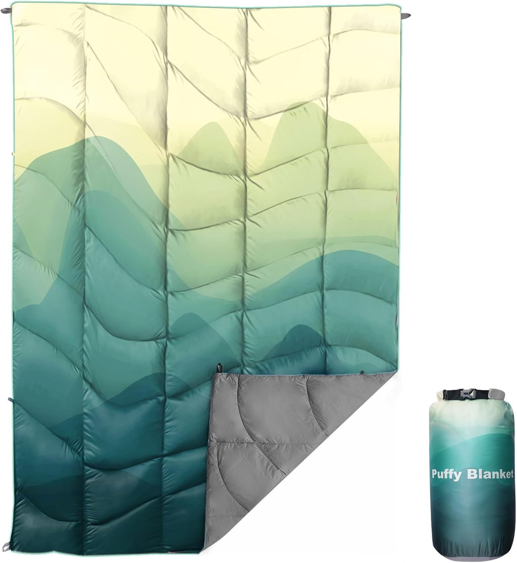 Outdoor Puffy Camping Blanket, Large Outdoor Blanket Waterproof, 55*79''