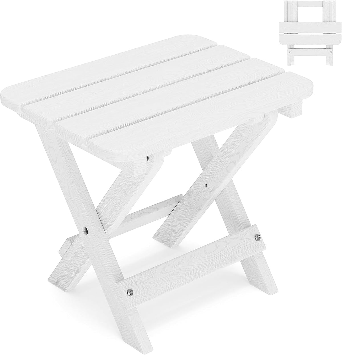 Folding Outdoor Side Table,Small HDPE Patio Table,All-Weather Compact Portable End Table for Patio,Porch,Pool,Brown,11.8" D x 15.7" W x 15.7" H