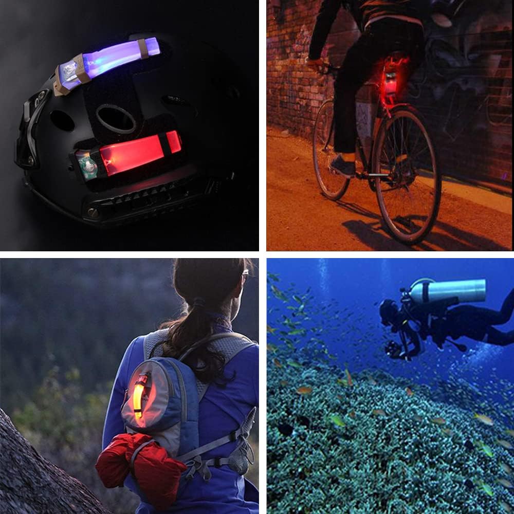 2 Pack Personal Identification Marker Light Tactical FMA Helmet Safety Flashing Signal Light for Outdoors Hunting Hiking Cycling Fishing Boating(Red)