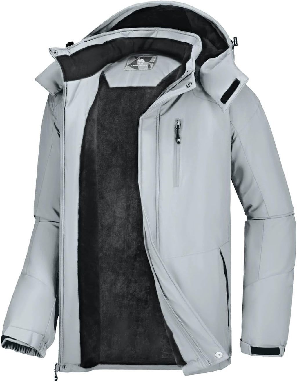CAMELSPORTS Mens Winter Jacket Waterproof Warm Snow Ski Jackets Faux Fur Fleece Rain Coats with Removable Hood