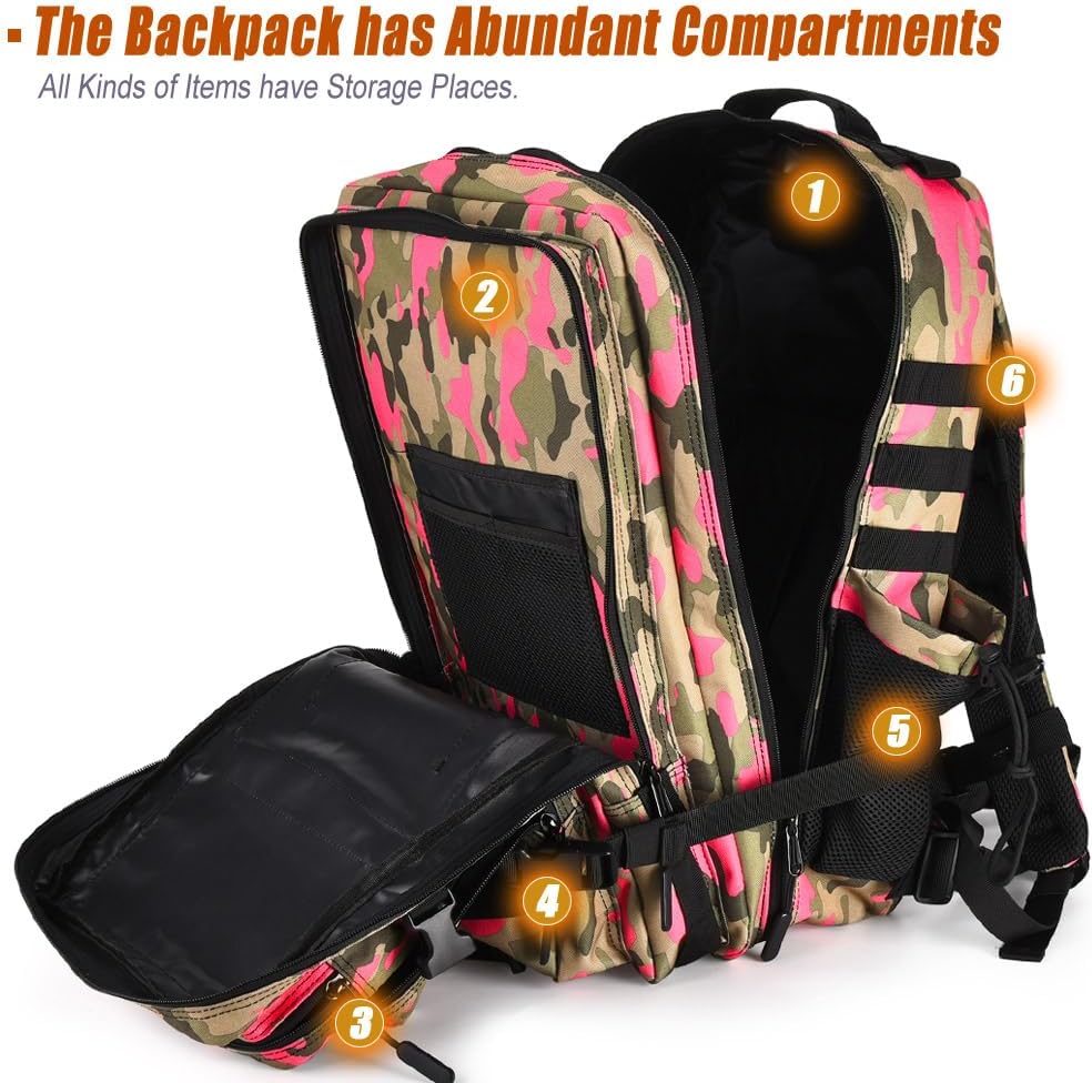 45L Tactical Backpack for Men Women, Military Assault Pack with MOLLE, Large 3 Day Bug Out Bag for Hiking Camping