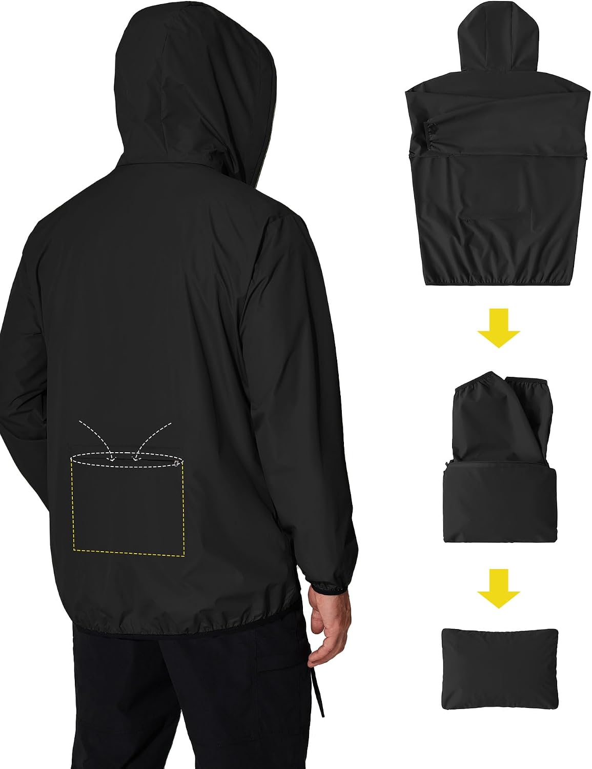 COOFANDY Men's Light Rain Jacket Packable Waterproof Raincoat Windbreaker