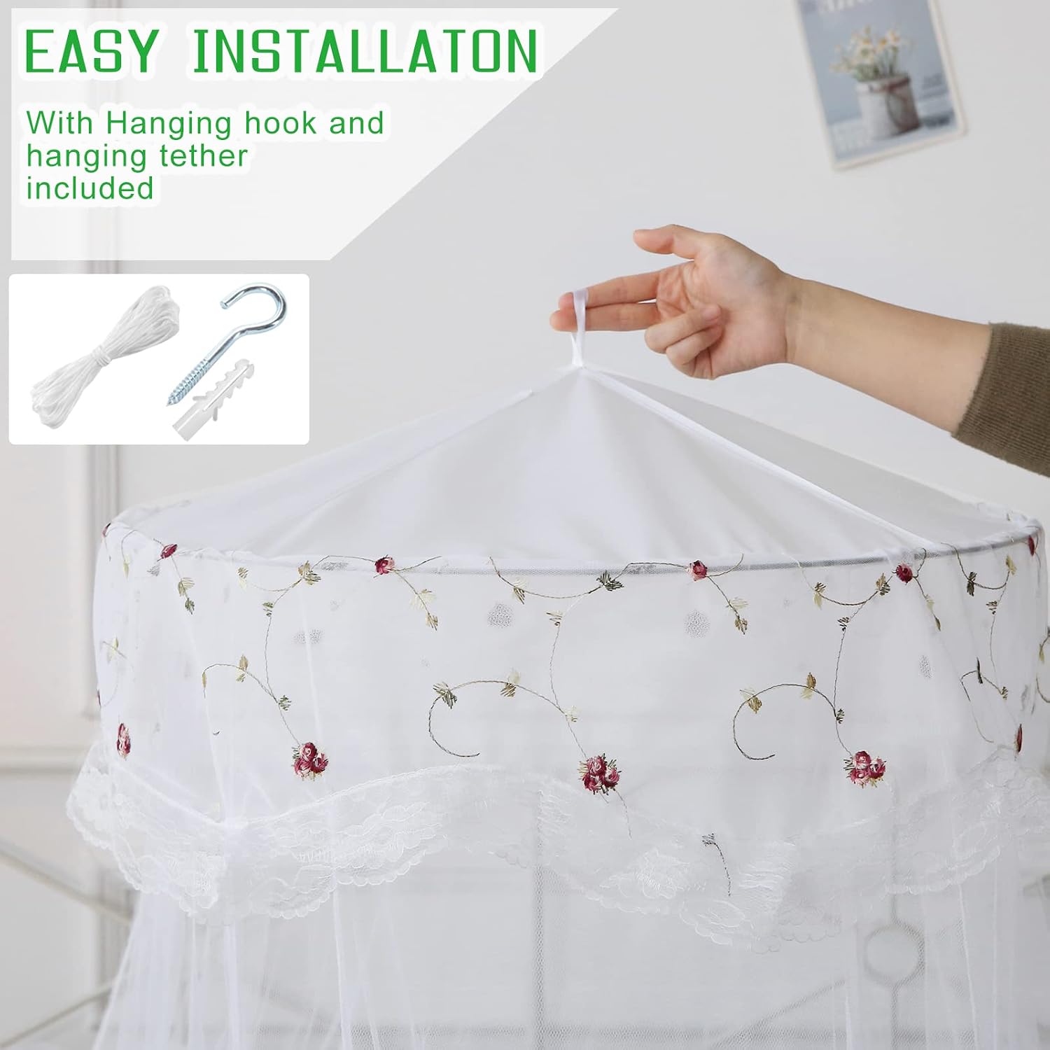 Mosquito Net Bed Canopy for Girls Dome Bed Curtains Tent Twin Queen Size