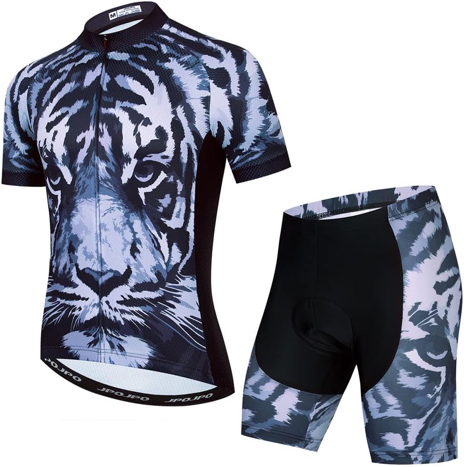 Men Cycling Jersey Set Cycle Short Sleeve Shirt and 3D Cushion Shorts Padded Suit Biking Top