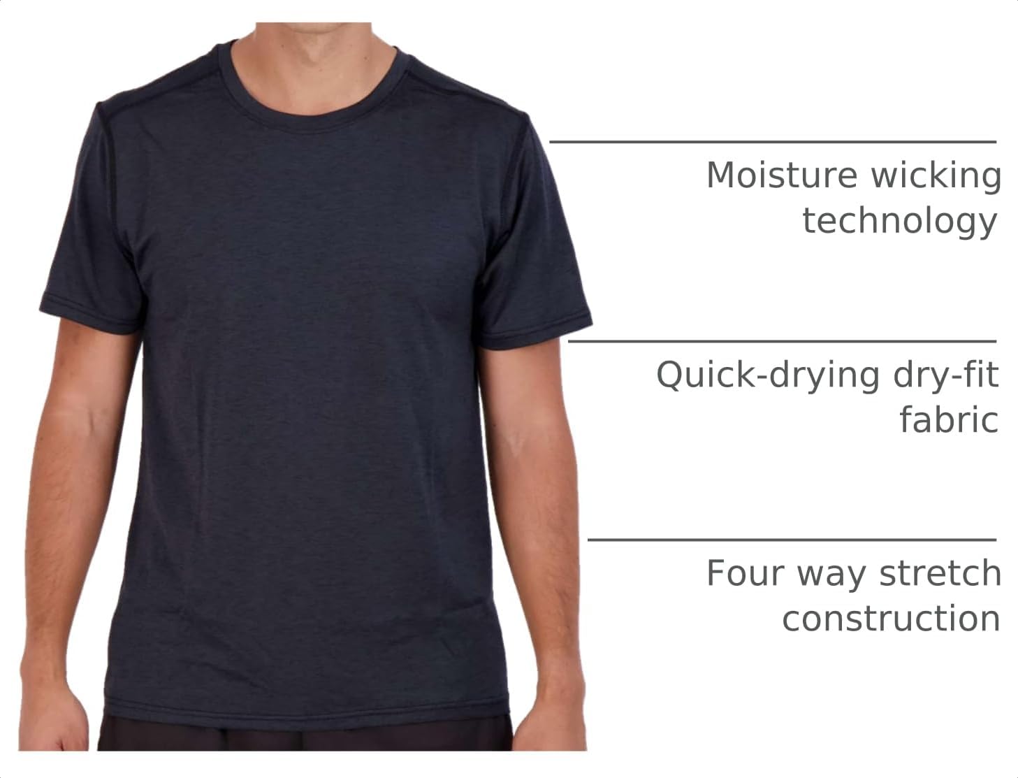 5 Pack Men's Dry Fit Workout T Shirts Crew Neck Athletic Gym Running Tees