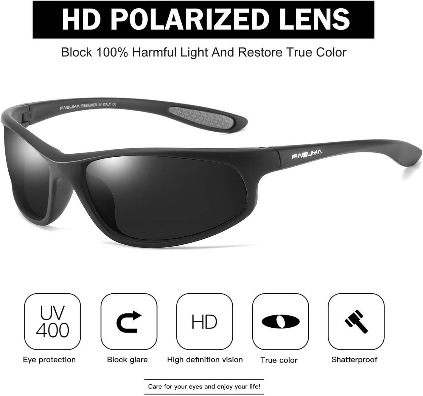FAGUMA Polarized Sports Sunglasses For Men UV400 Protection