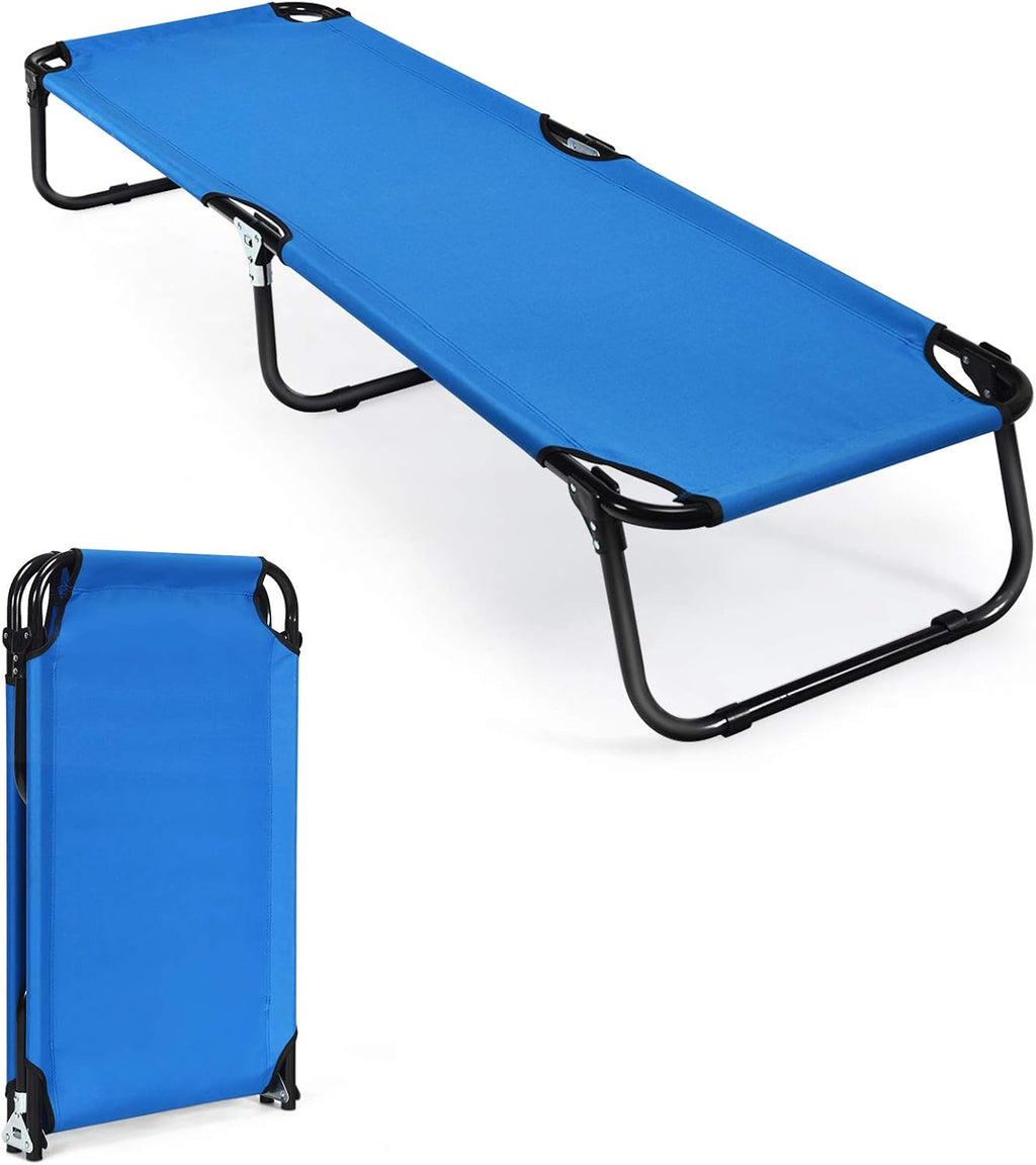 GYMAX Folding Camping Cot, Portable Ultralight Compact Sleeping Cot Bed for Adults with Oxford Fabric, for Outdoor Travel Backpacking Hiking Patio Home Office, 330LBS