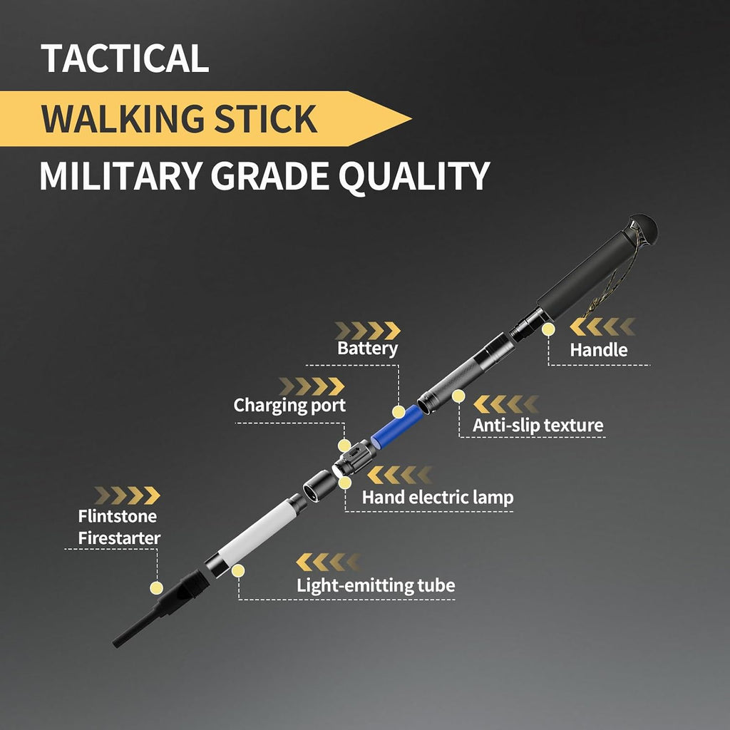 LED Trekking Pole,Lightweight Aluminum Hiking Poles for Women&Men,Collapsible Walking Sticks for Travel, Multifunctional Walking Sticks for Travel, Night Hiking, Mountaineering & Camping
