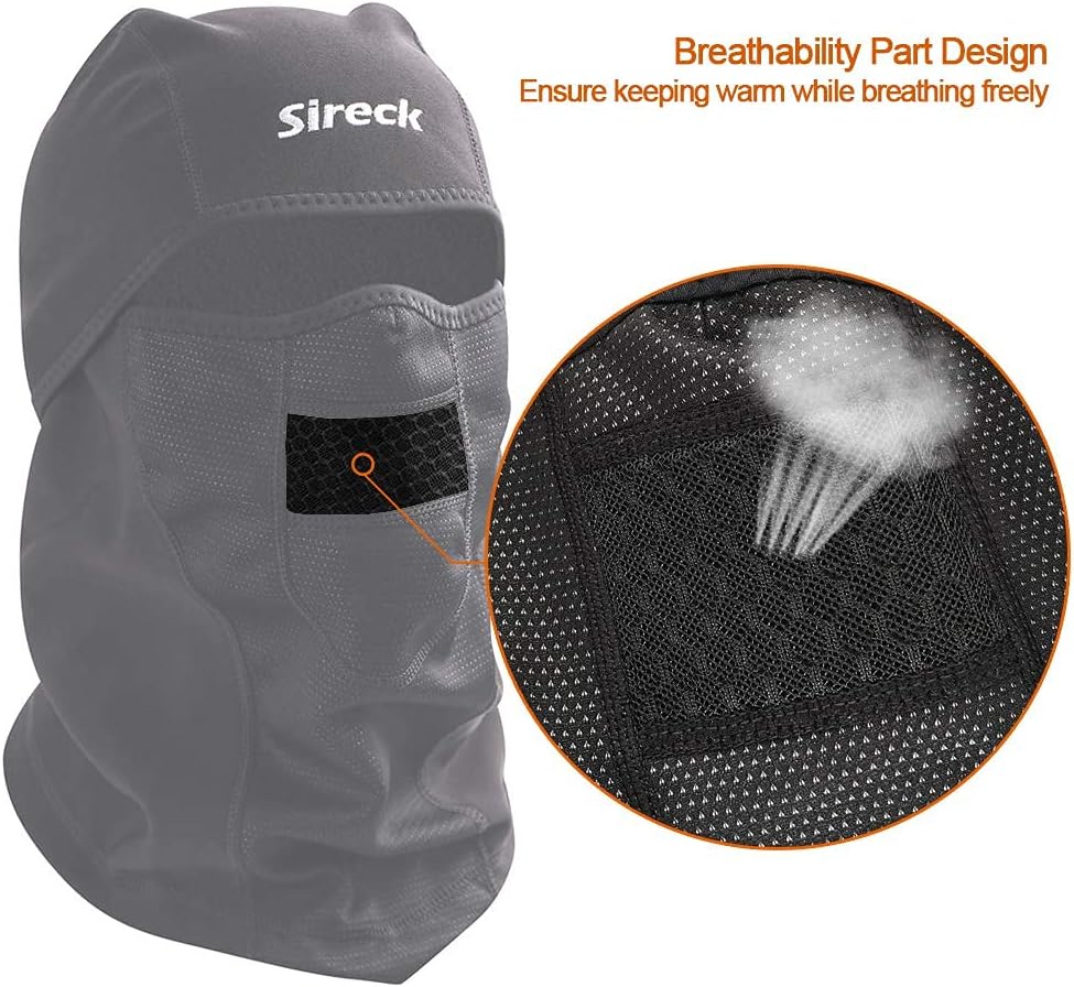 Sireck Cold Weather Balaclava Ski Mask, Water Resistant and Windproof Fleece Thermal Face Mask, Cycling Motorcycle Neck Warmer Hood Winter Gear for Men Women
