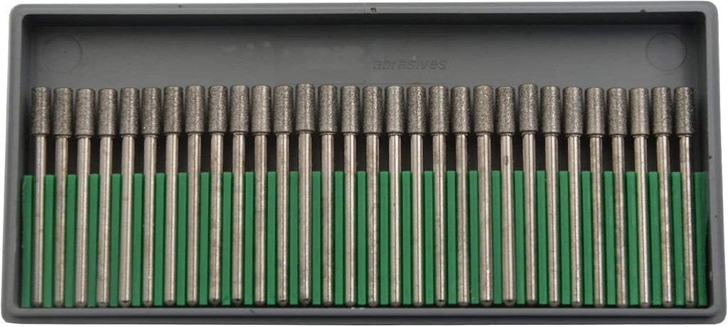 30Pcs 4mm Cylinder,3mm Shaft,Diamond Stone Abrasive Burs Burr Grit Bits for Rotary Tool Grinding Head Jewelry Lapidary Woodworking (Cylinder 4mm)