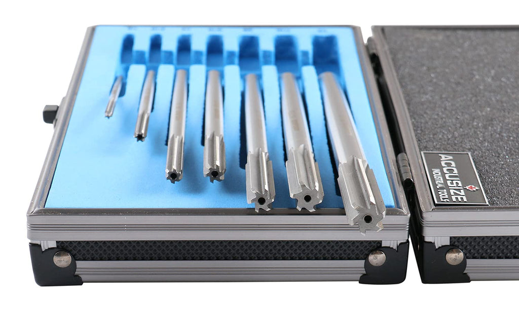 Accusize Industrial Tools Chucking Reamer Set, 1/8" to 1/2" by 1/16", 7 Pc