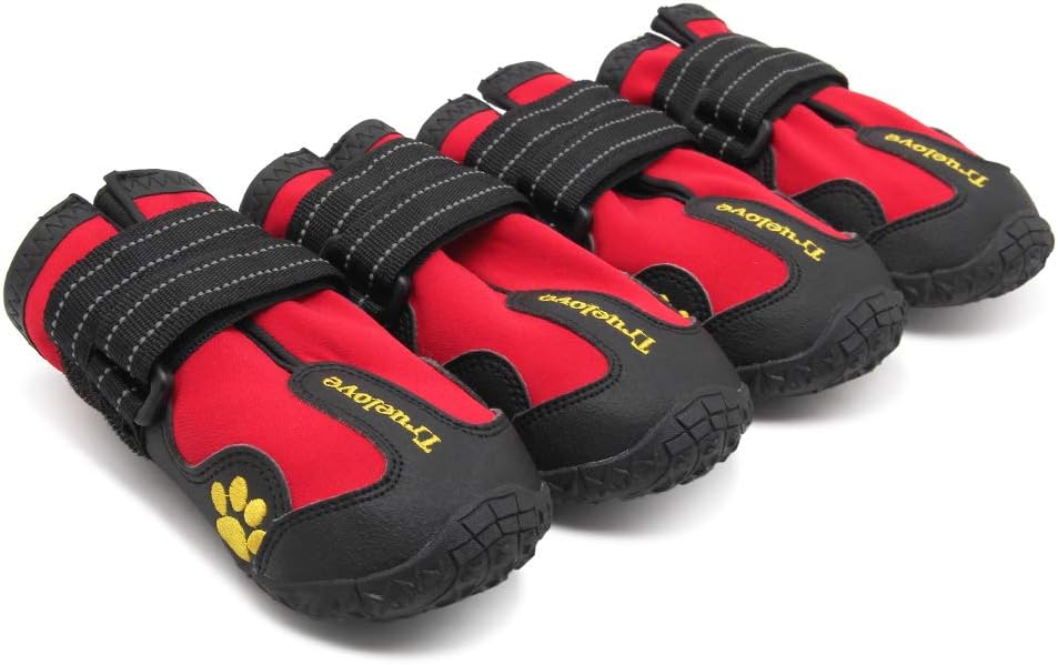 Truelove Dog Boots,Waterproof Pet Shoes with Reflective Straps for Paw Protectors Small Medium Large Dog Summer Winter Snow Outdoor Walking