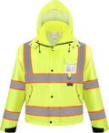 TICONN Reflective Rain Jacket, Waterproof ANSI Class 3 Hi Vis Safety Coat