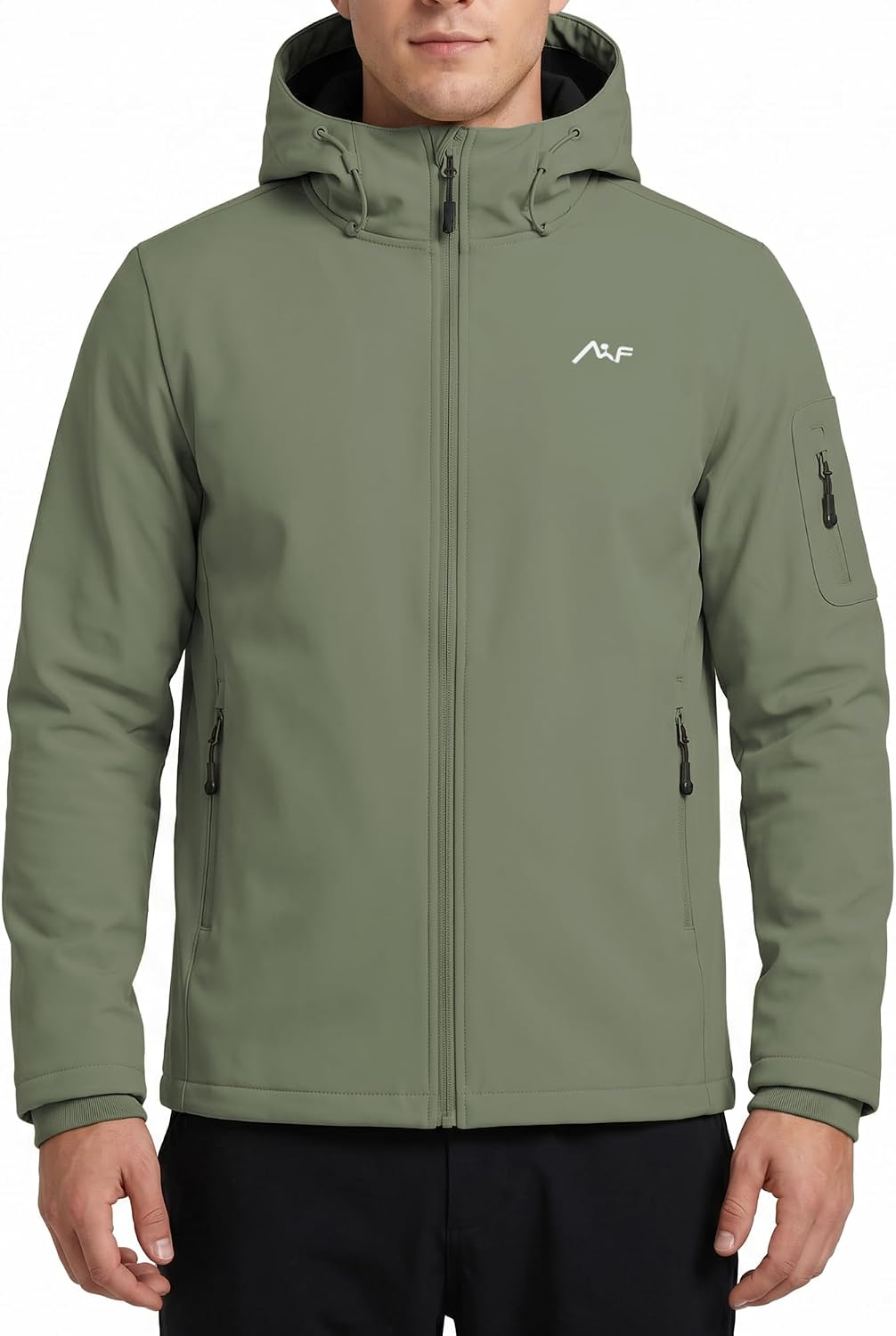 WULFUL Men's Lightweight Softshell Jacket Warm Fleece Lined Windbreaker Waterproof Soft Shell for Outdoor Hiking