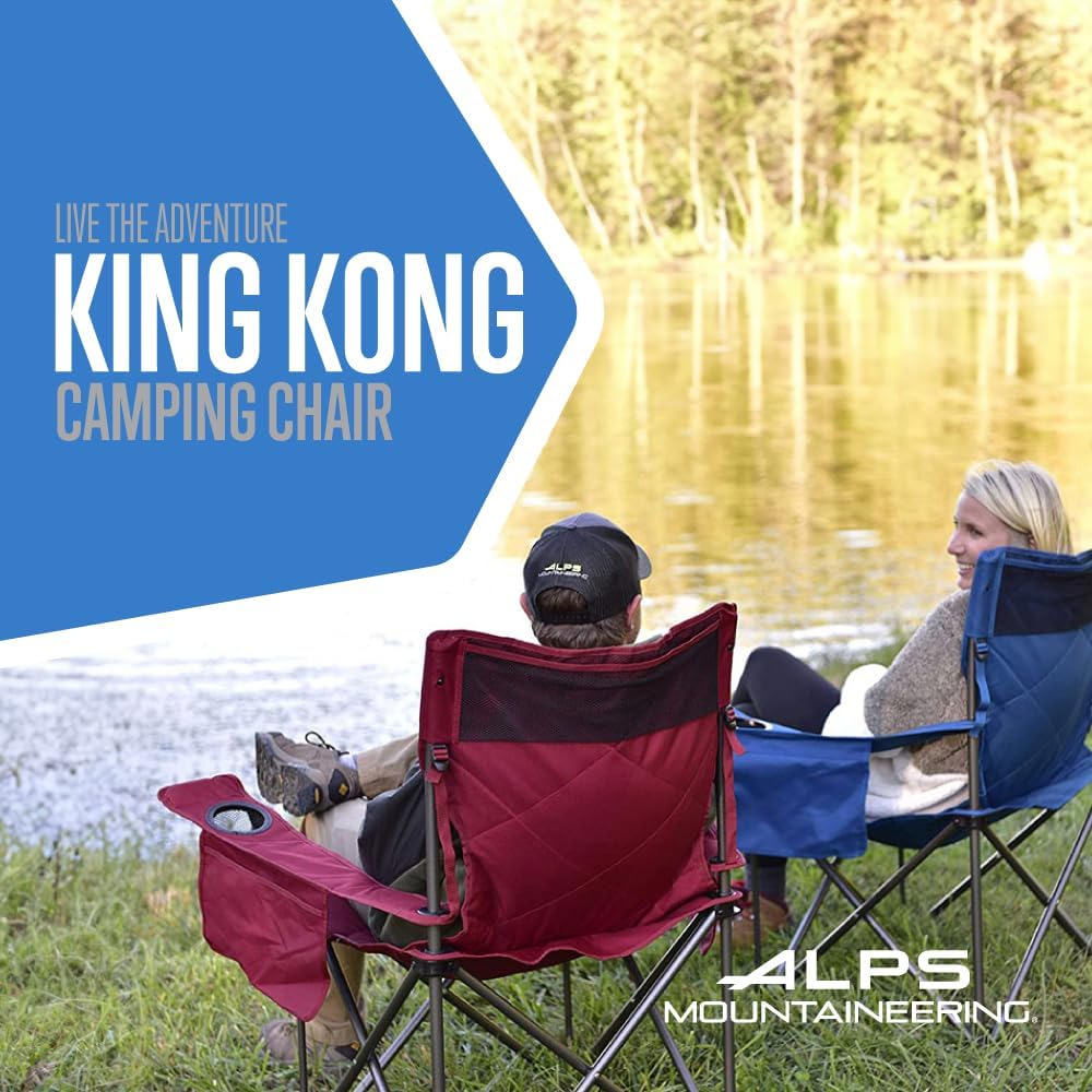 ALPS Mountaineering King Kong Camping Chairs for Adults with Mesh Cup Holders and Pockets, Built Durable and Reliable with Compact Foldable Steel Frame