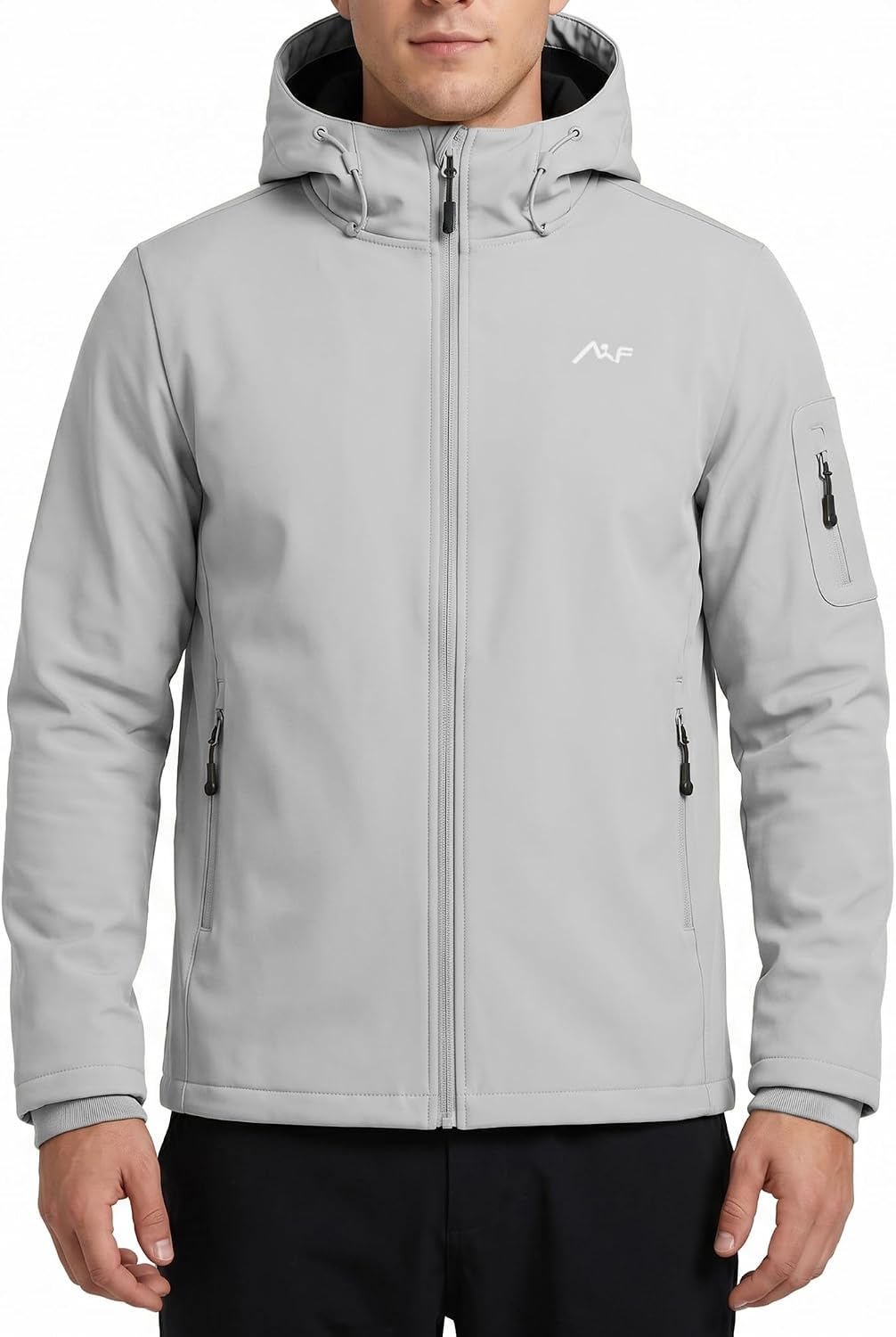WULFUL Men's Lightweight Softshell Jacket Warm Fleece Lined Windbreaker Waterproof Soft Shell for Outdoor Hiking