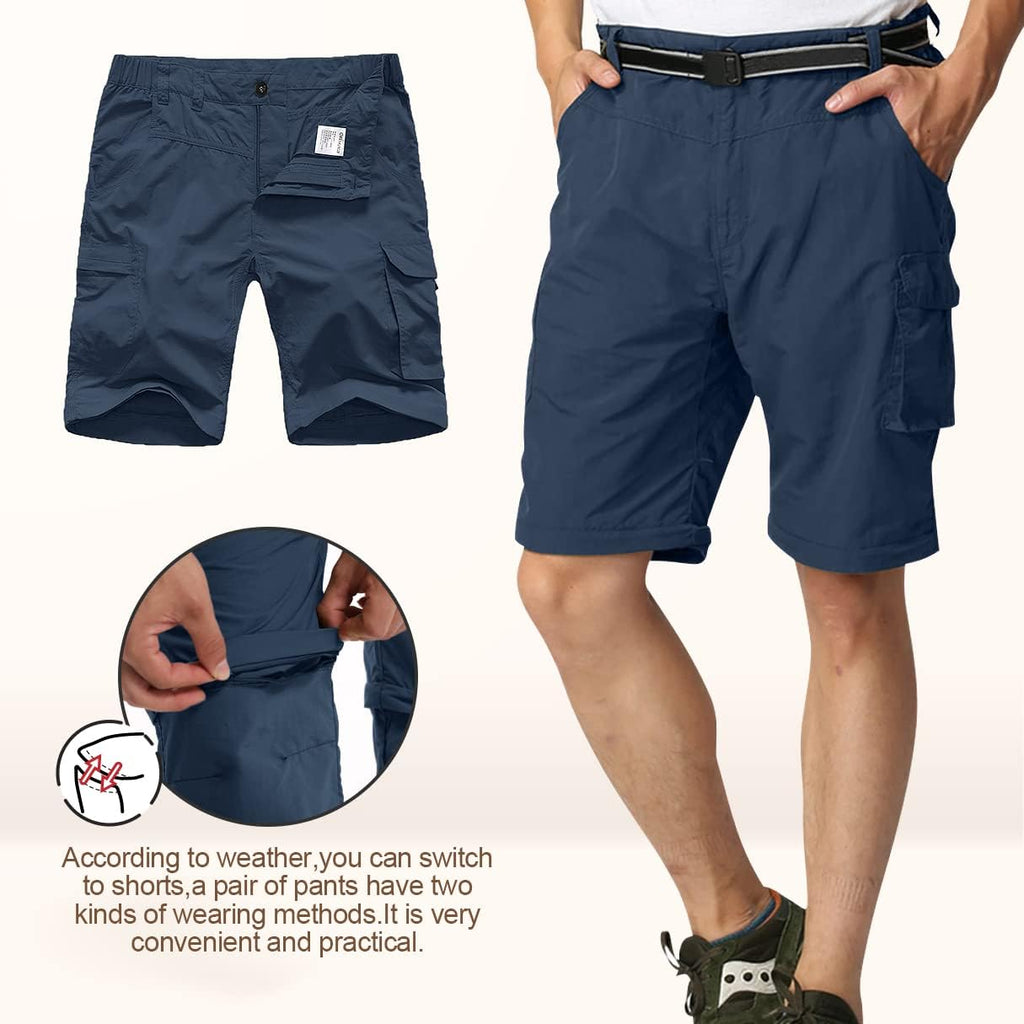 Mens Hiking Pants Convertible Quick Dry Zip Off Fishing Travel Safari Pants