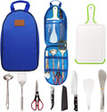 Camp Kitchen Utensil Organizer Travel Set Portable BBQ Camping Cookware Stainless Steel Utensils Travel Kit Outdoor Equipment Cutting Board Tongs Scissors Knife Ladle Spatula