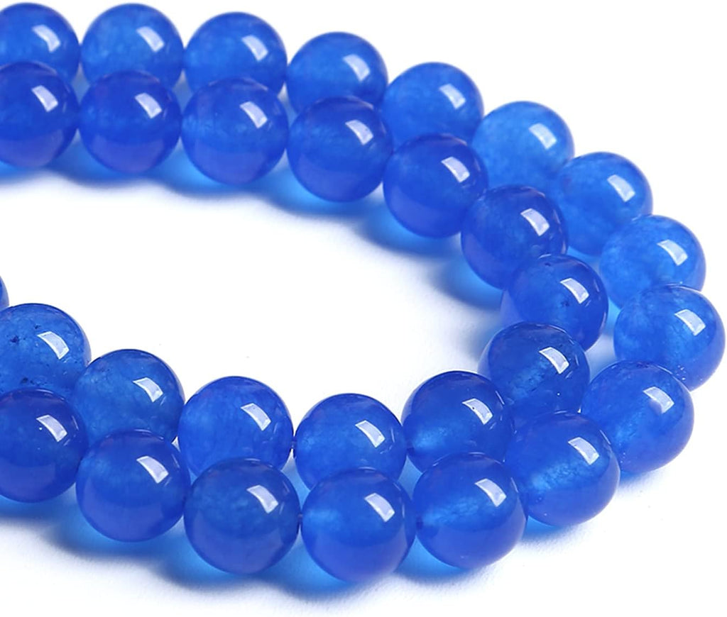 75PCS 10MM Deep Blue Chalcedony Natural Stone Loose Beads for Jewelry Making DIY Bracelet