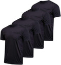 4 Pack Men's Dry Fit Short Sleeve Pocket T Shirts Workout Gym Athletic Tees