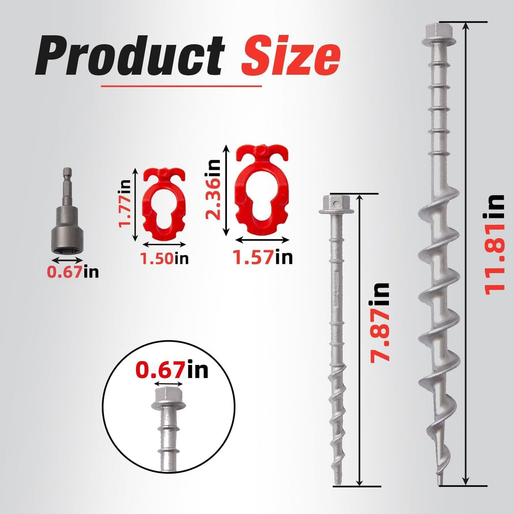 Aluminum Ground Anchors, 12-Pack Heavy-Duty Screw Stakes